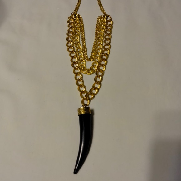 Iris Apfel & Bajalia Gold Chain & Bone Horn Pendent Statement Necklace - Picture 6 of 16